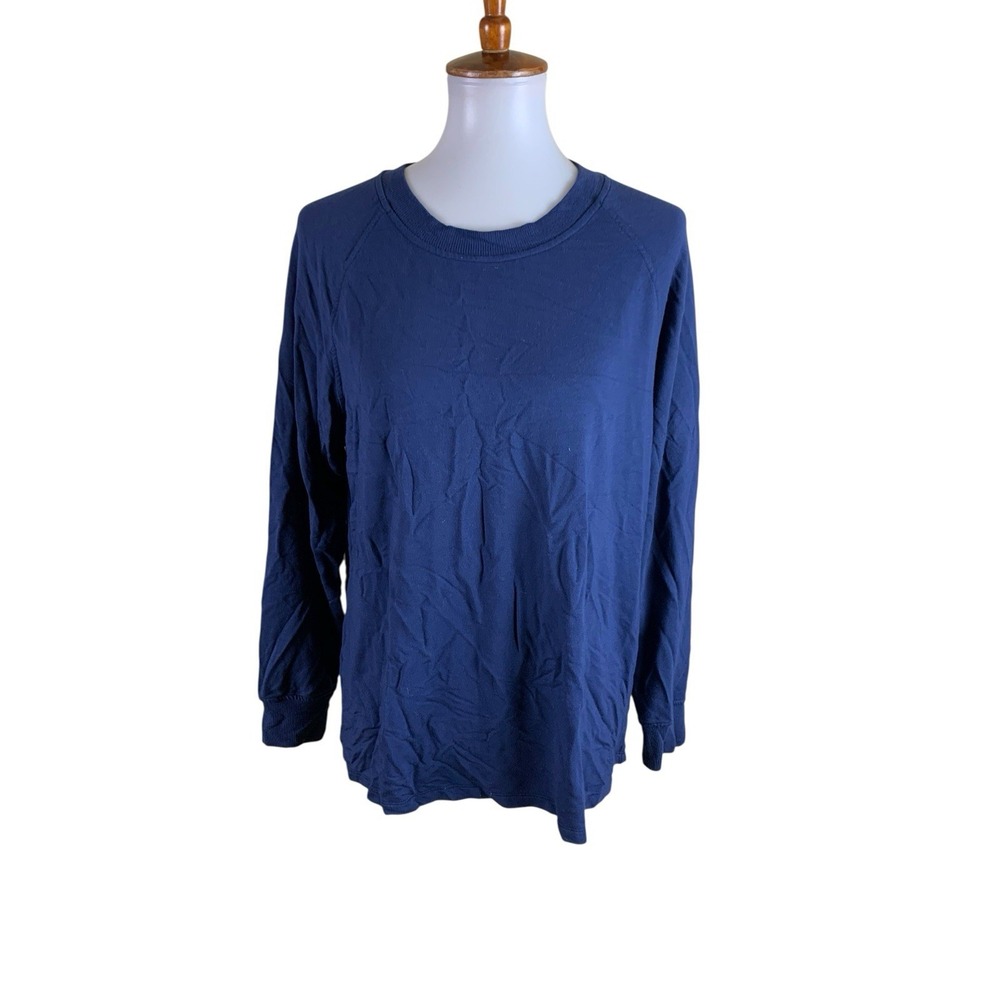 Lake Navy Blue Crewneck Sweatshirt Pullover Minimalist Casual Lounge Large